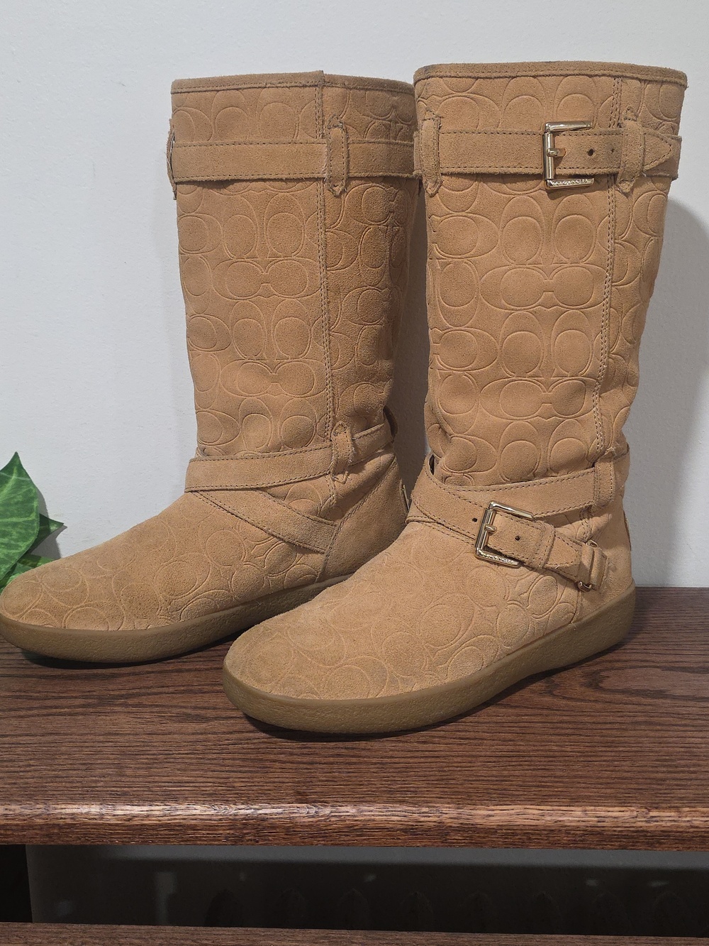 Coach Thelma Tan Embossed Signatue C Pullon Boots Womens 8 - Picture 3 of 10